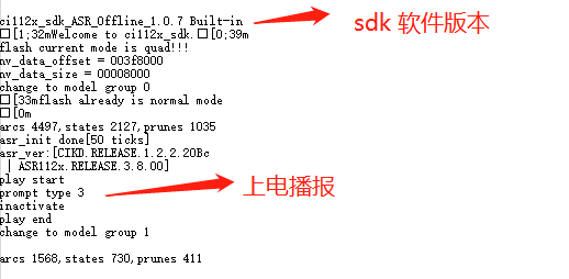 模块启动后的一个参考打印信息