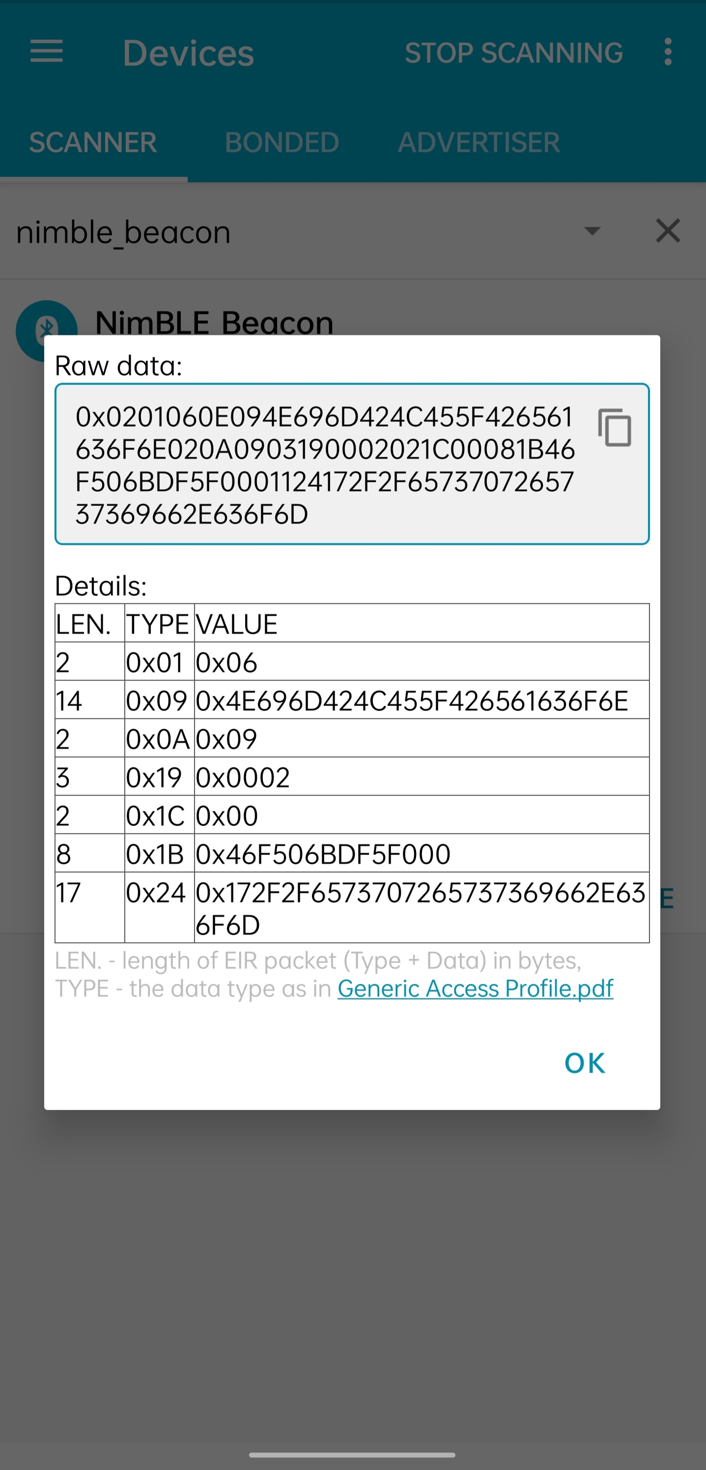 ADV Packet Raw Data