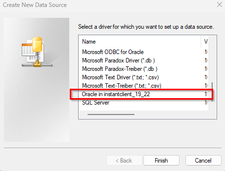 Create New Data Source Window