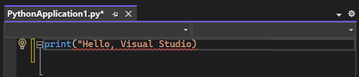 Screenshot that shows IntelliSense syntax coloring and error highlighting in the editor in Visual Studio.