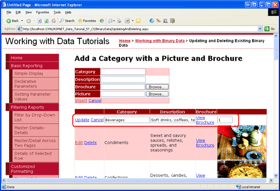 GridView 缺少适用于 BrochurePath 的编辑界面